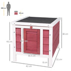 PawHut Wooden Rabbit Hutch with Opening Asphalt Roof, Non-Slip Ramp, 51x42x43 cm, Red