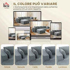 Modular Corner Sofa in Velvet Fabric with Cushions, 294x165x70 cm, Dark Grey