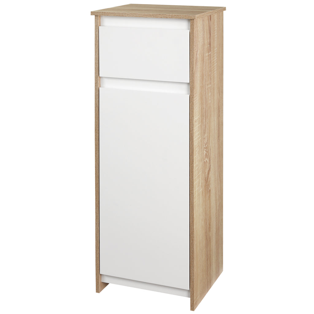 kleankin Bathroom Cabinet with Drawer and Cabinet with Internal Adjustable Shelf, in MDF, 32.6x30x90 cm - Borgè