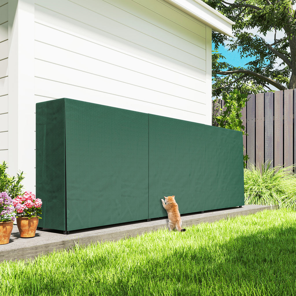 1m³ Adjustable Firewood Rack with Waterproof PE Tarpaulin, Metal, 300x36x99cm, Black and Dark Green