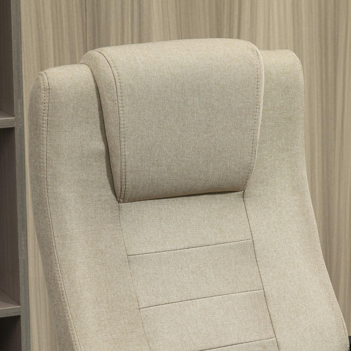 Vinsetto Ergonomic Tilting Swivel Office Chair in Linen Effect Fabric with Headrest, Beige