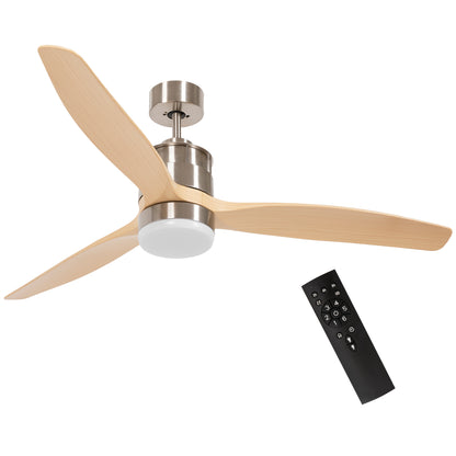 Modern Ceiling Fan with 6-Speed White LED Light and Timer, Metal and Acrylic Construction - Ø132 x 43 cm - Borgè