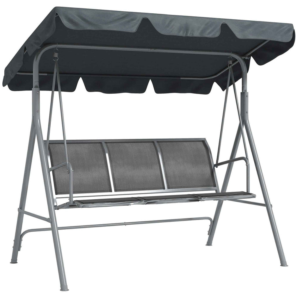 Outsunny 3-Seater Metal Garden Swing with Removable Sun Canopy, 171x108x154 cm, Dark Grey