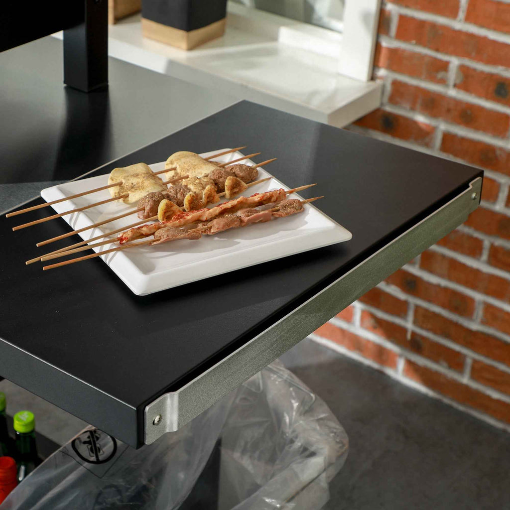 Outsunny Barbecue Cart with Folding Stainless Steel Table, 2 Wheels and Accessories, 125x65x84 cm, Black