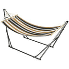 Outsunny Freestanding Hammock with Folding Stand, Cotton Lounger and Steel Frame, Grey
