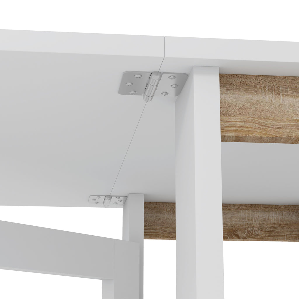 Folding Dining Table with 2 Drop-Leaf Tops and Shelves, Expandable, for 4 People, 120x60x75 cm, White