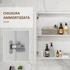 Kleankin Condition with mirror with adjustable shelves and 3 -colored LED lights, in MDF and glass, 90x15x70 cm, white - Borgè
