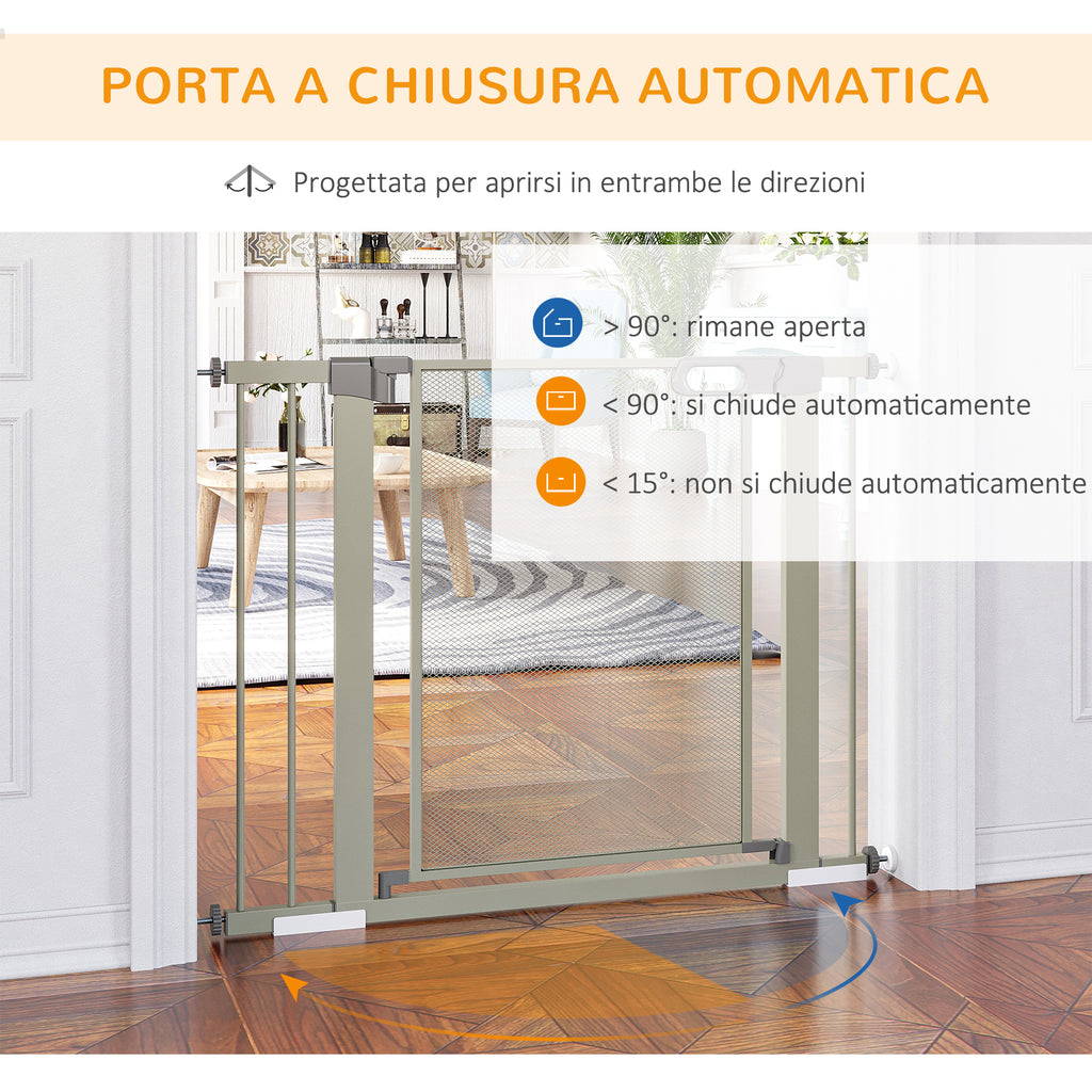Push-Dog Gate with Automatic Closure, 75-103x76 cm, Grey