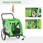 PAWHUT Bike trailer and dog stroller 2 in 1 in steel and Oxford fabric with cathi -frantic, green - Borgè