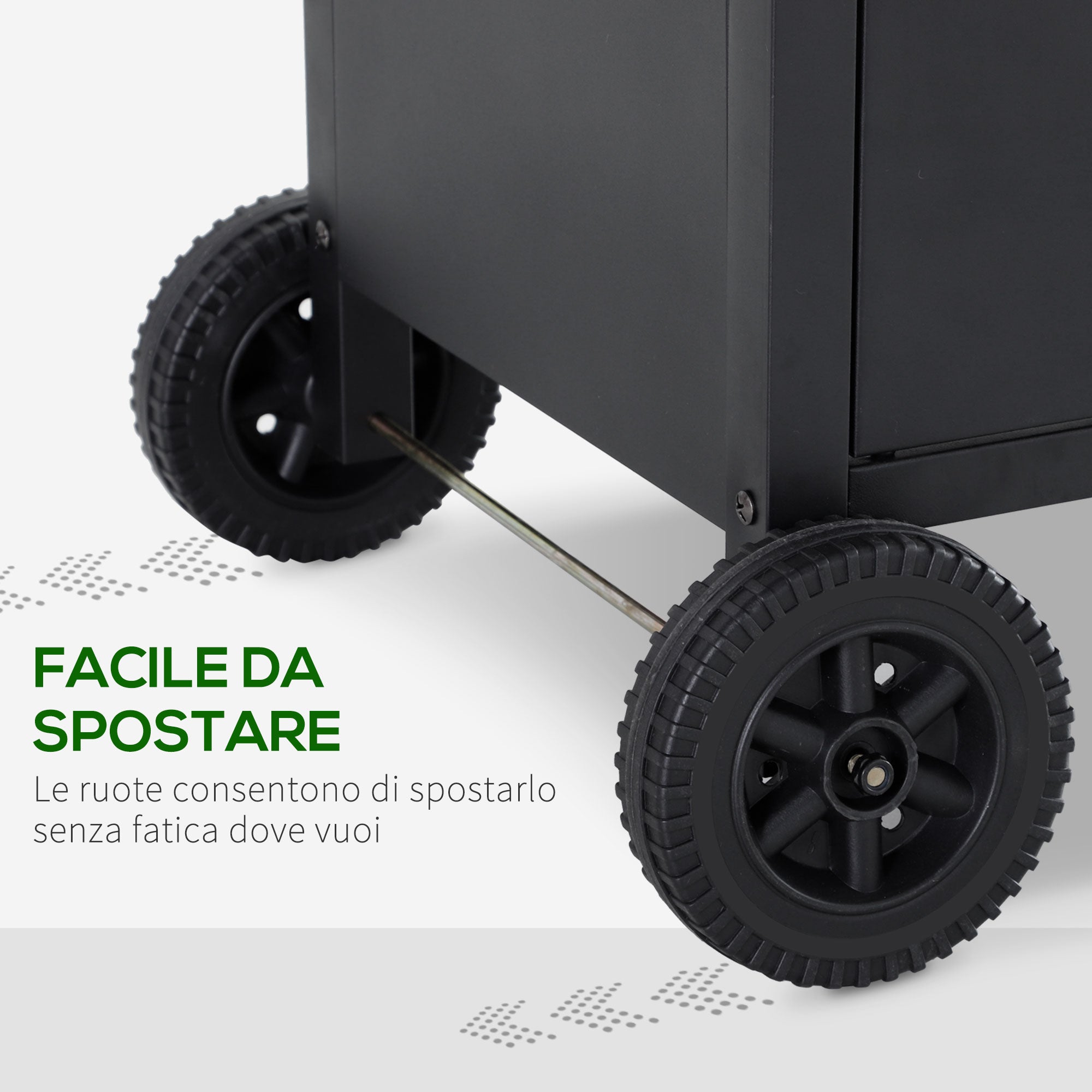 5 -stove gas barbecue outsunny with side shelves and locker, in steel and pp, 125x51x100 cm, black - Borgè