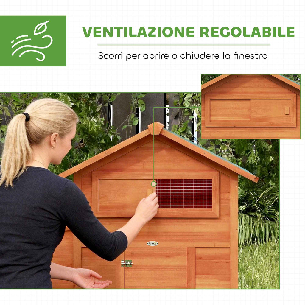 PawHut Wooden Chicken Coop with Nest, Waterproof Roof, Removable Tray, 2 Perches, Ramp, Window, for 2 Chickens, Ducks, Orange
