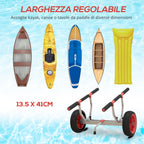 SPORTNOW Trolley for Kayaks and SUPs with Adjustable Width in Aluminium, Wheels Ø25 cm, Max 100 kg, Black