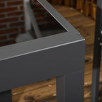 Extendable Garden Dining Table with Glass and Aluminum Top, 80-160x80x75 cm, Black