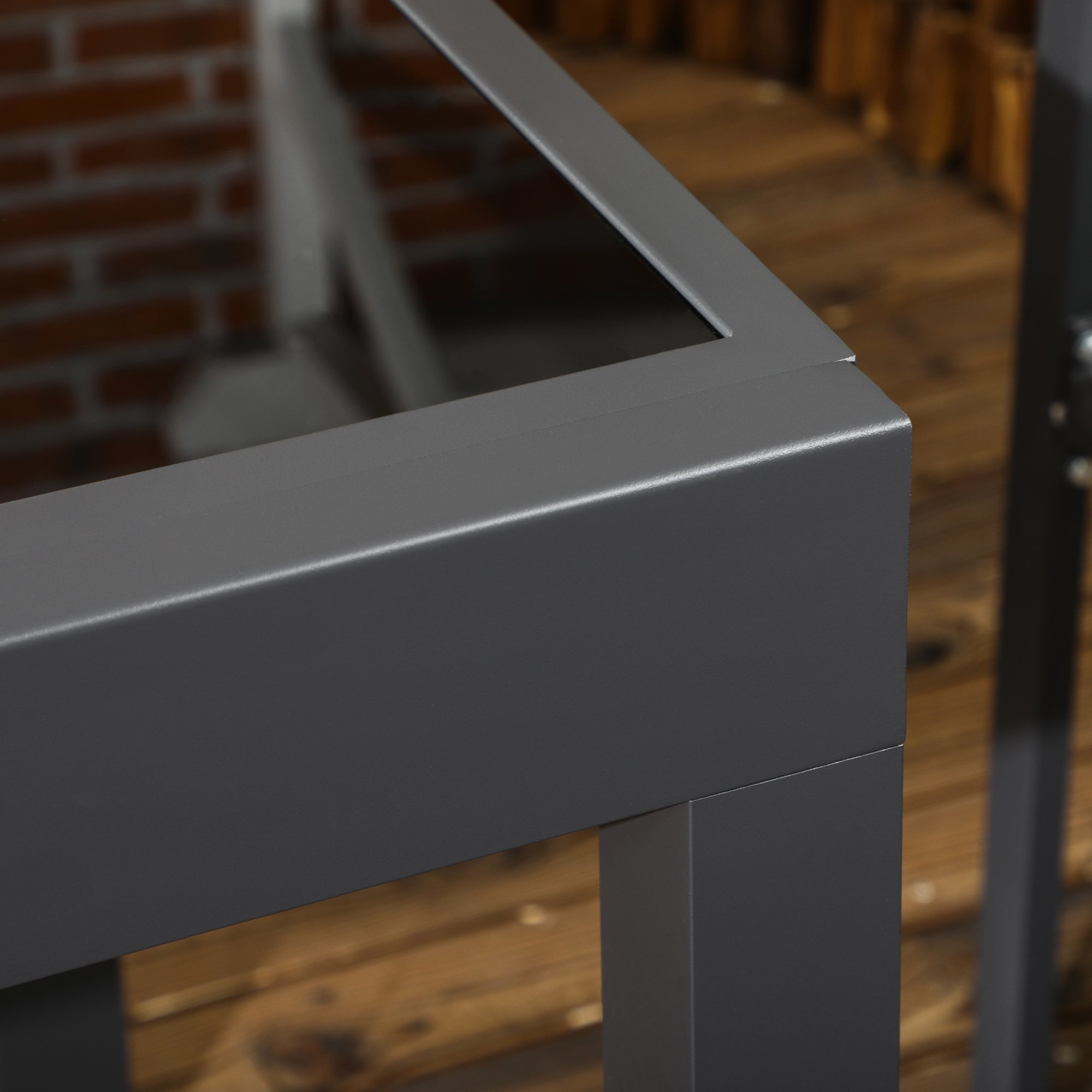 Extendable Garden Dining Table with Glass and Aluminum Top, 80-160x80x75 cm, Black