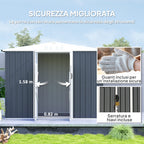 Garden Tool Shed in Galvanized Steel with 2 Doors, 246x117x180 cm, Dark Grey