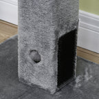 Scratching Post Tree for Cats with 2 Toy Balls and Brush, in Wood, Jute and Plush, 59.5x39x79 cm, Gray