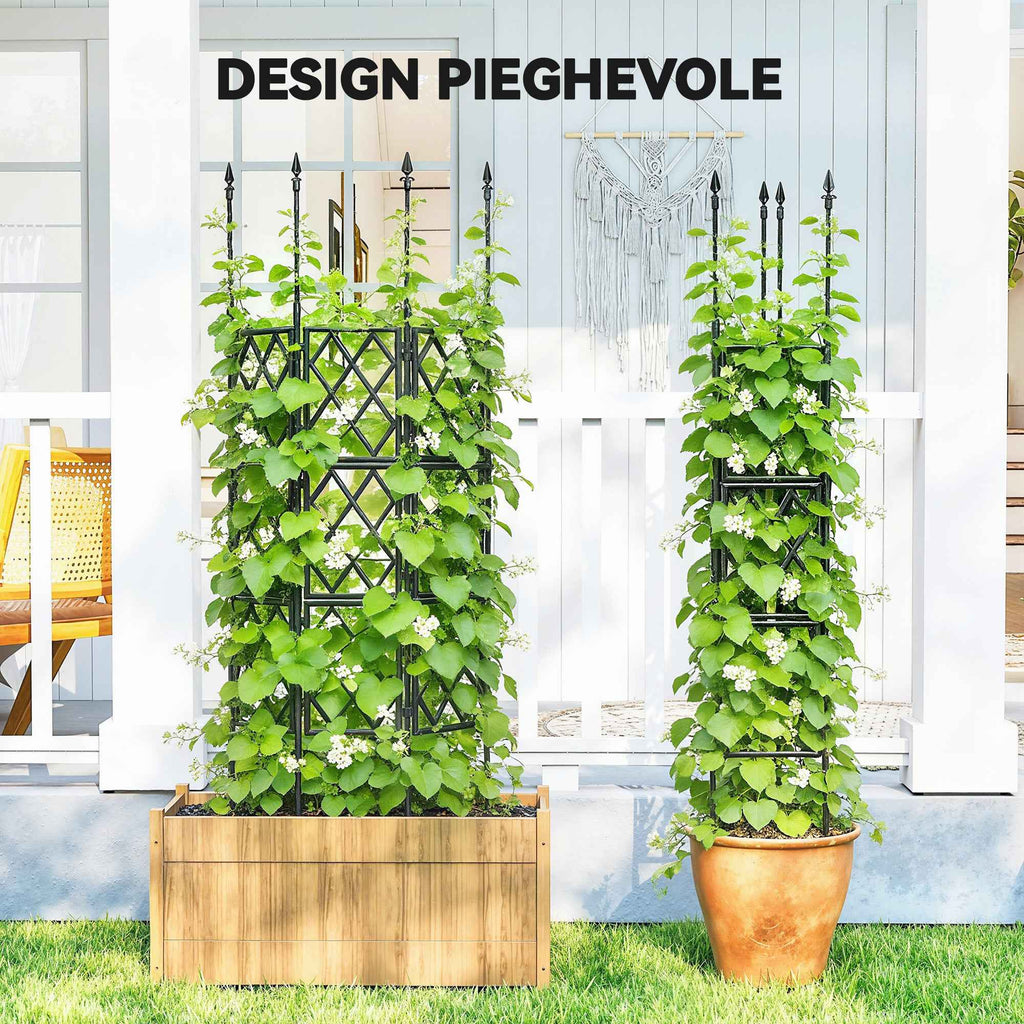 Outsunny Folding Outdoor Trellis in Steel and PP, 85x2x197 cm, Black