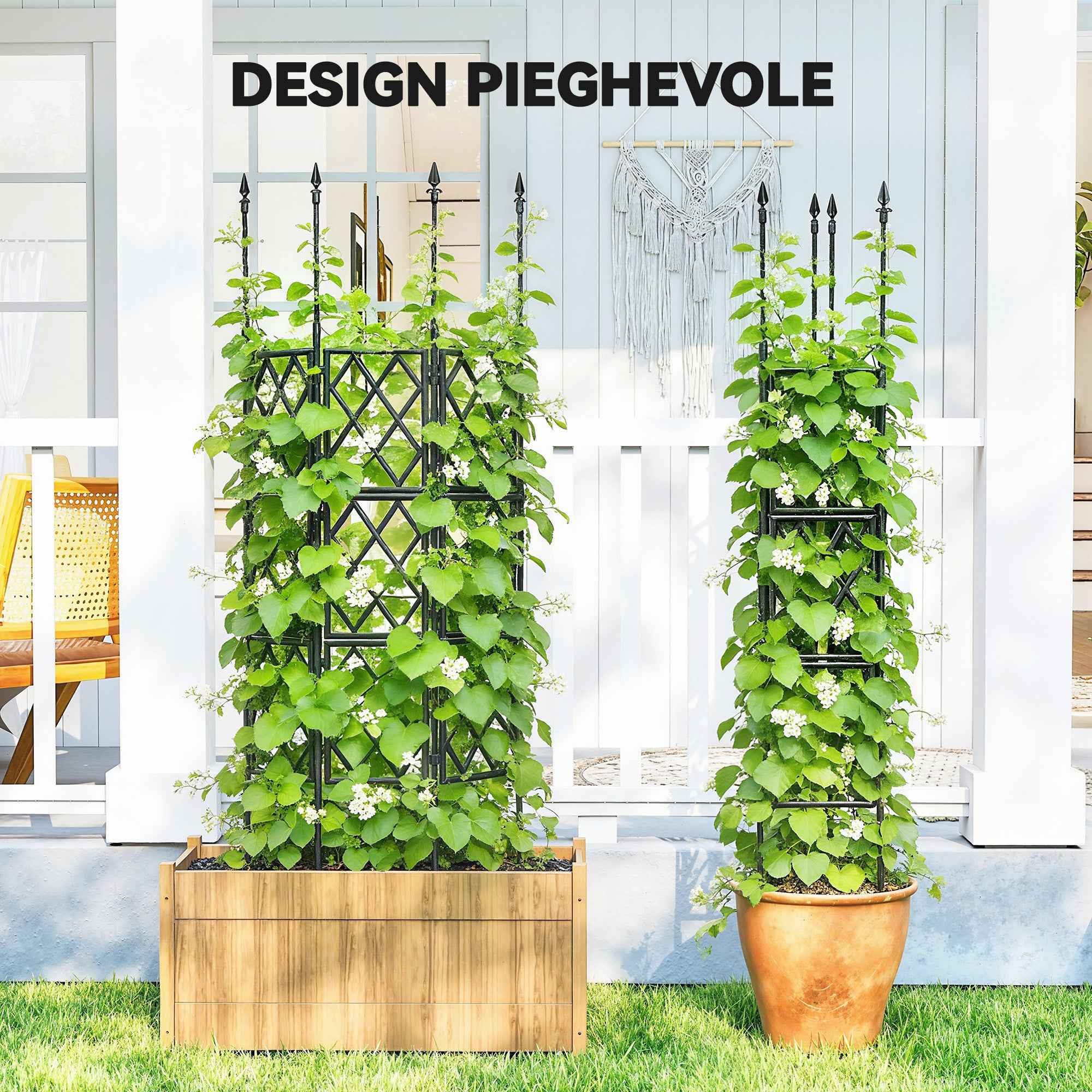 Outsunny Folding Outdoor Trellis in Steel and PP, 85x2x197 cm, Black