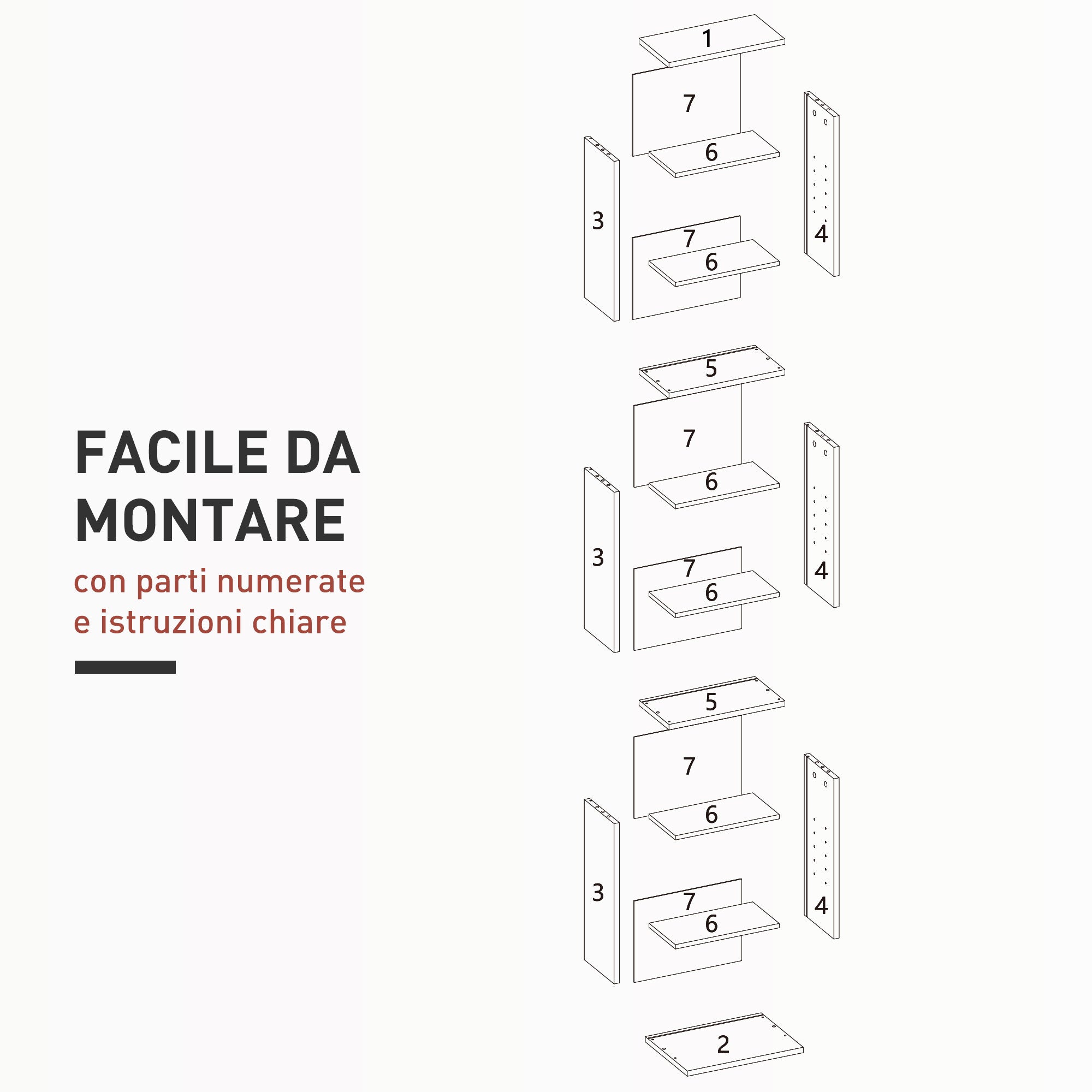 HOMCOM CD Rack with 6 Adjustable Shelves, 260 CDs/120 DVDs Capacity, 33x24x140 cm, White