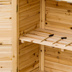 Outsunny outdoor cabinet with 2 fir wood shelves with raised design and 2 doors, 83x40x92 cm - Borgè