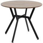 Round Living Room Table for 2 People with X-Shaped Support, in Wood and Steel, Ø90x76 cm, Black and Brown