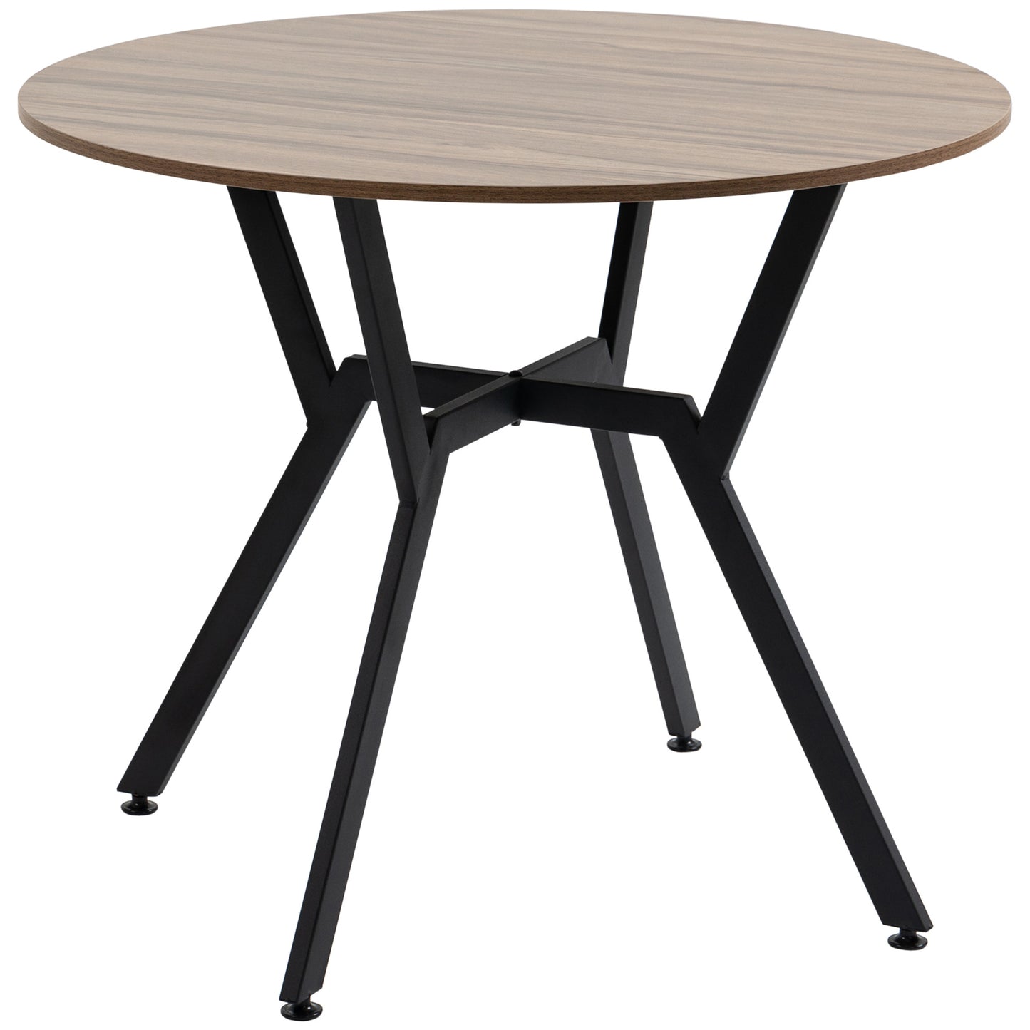 HOMCOM Round living room table for 2 people with X-shaped support, in wood and steel, Ø90x76 cm, black and brown