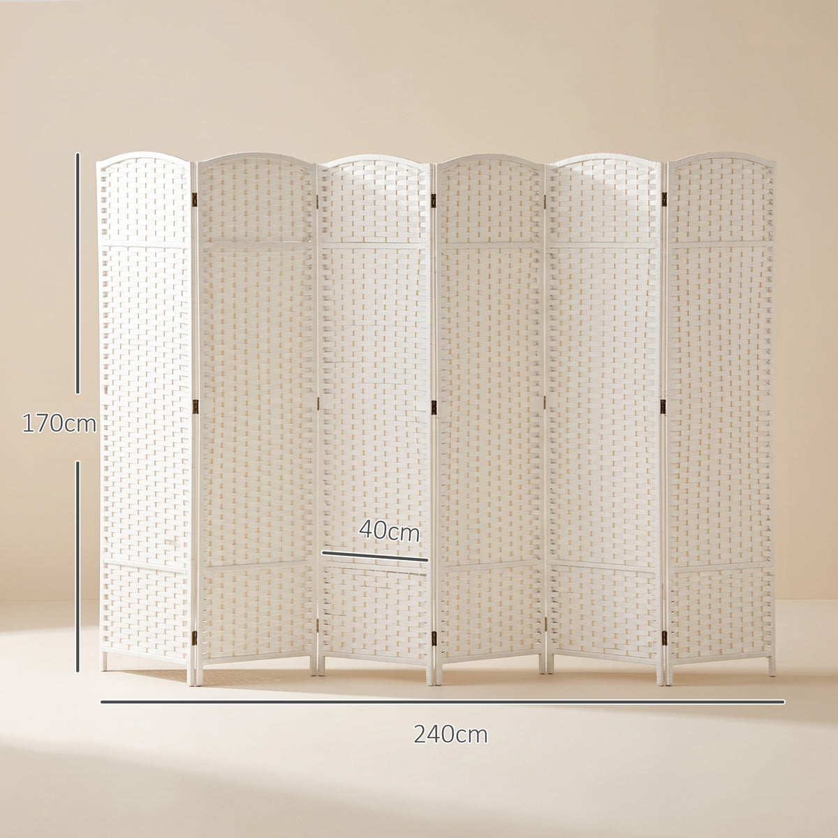 HOMCOM 6-Panel Folding Room Divider, 240x170 cm, White