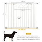 Small and Medium Dog Gate with Automatic Closing, in Steel and PA, 74-100x76 cm, White - Borgè