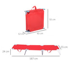 Outsunny Folding Sun Lounger with 5-Level Reclining Backrest, 187x55x24cm, Red