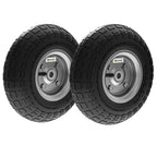 Outsunny Set of 2 Cart Wheels Ø25.5x7.5 cm Capacity 80 kg with Grooves, in Rubber and Steel, Black