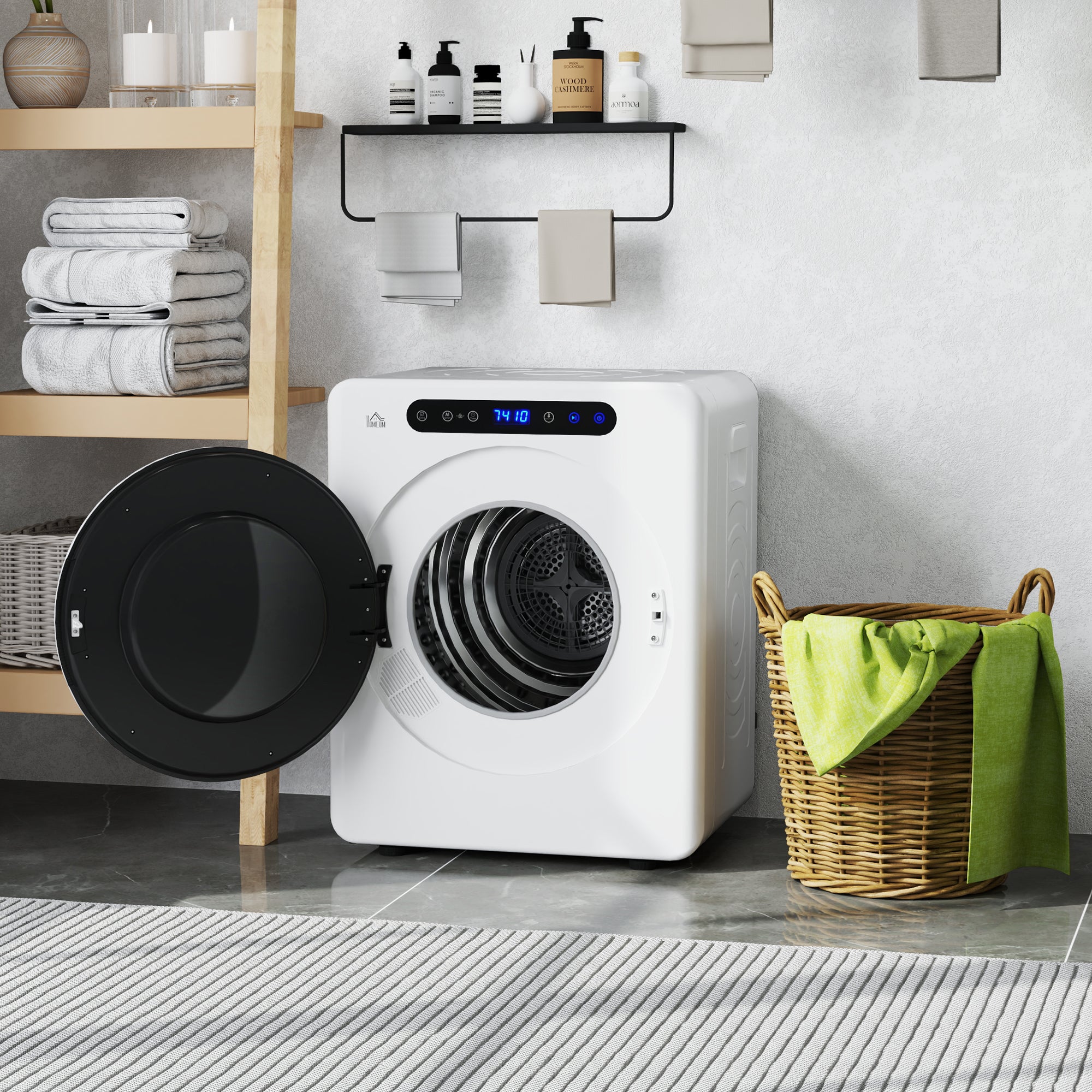HOMCOM 1000W Mini Electric Dryer, 3kg Capacity, LED Display, 49x43x61cm, White