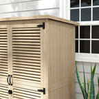 Outdoor Storage Cabinet with 2 Shelves with Pegs, in Fir Wood, 127x65x159.5/168 cm - Borgè