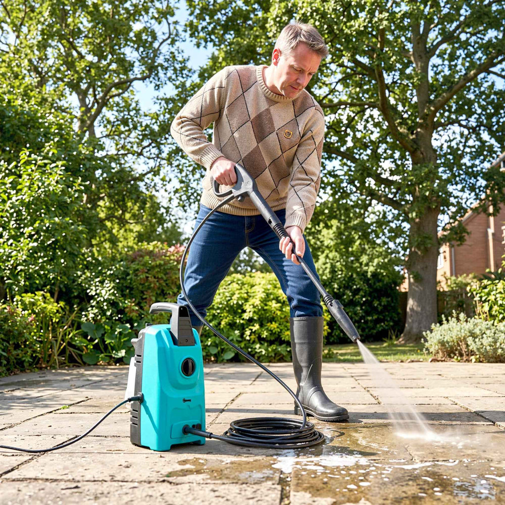 Outsunny 1500W High Pressure Washer with Adjustable Nozzle and Cleaning Kit, 20.5x19x40.4 cm, Blue