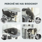 Cat Tree with 2 Cat Houses, Ramp, Perches and 4 Balls, 48x40x165 cm, Grey and White