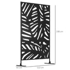 Outsunny 3-Door Vertical Steel Room Divider with Tropical Pattern, 122x45x198 cm, Black