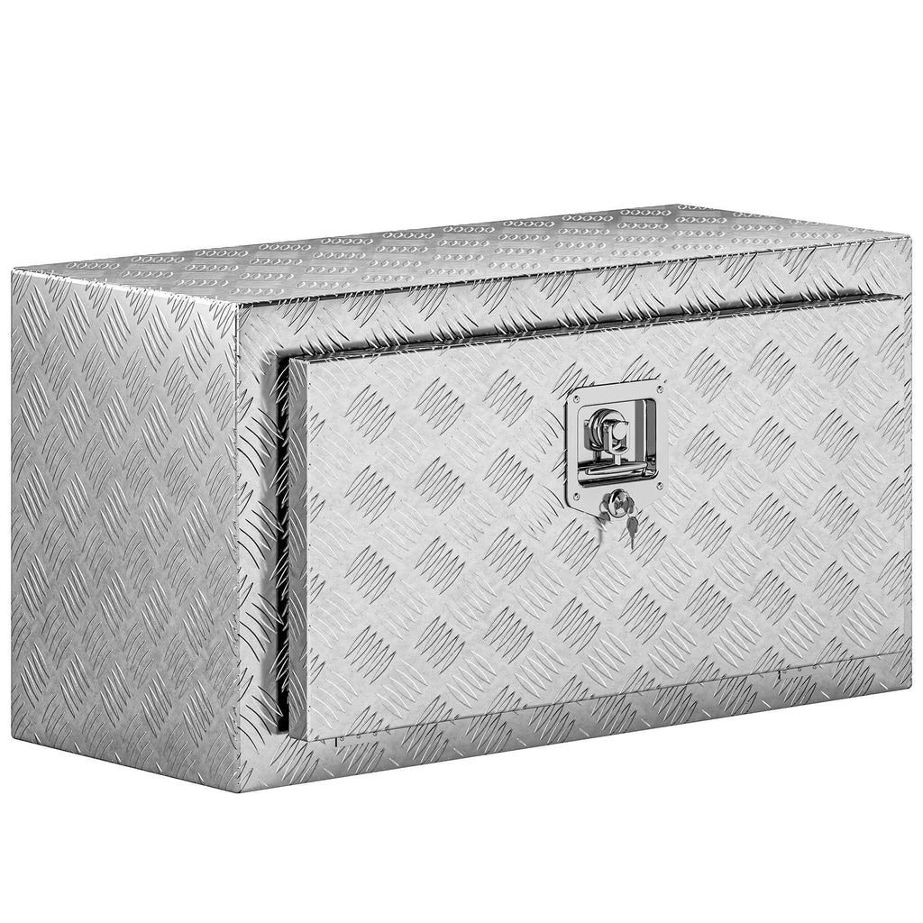 HOMCOM 96L Aluminum Tool Box with Lock, 2 Keys and Side Handle, 76.2x35.5x40.6 cm, Silver