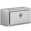 HOMCOM 96L Aluminum Tool Box with Lock, 2 Keys and Side Handle, 76.2x35.5x40.6 cm, Silver