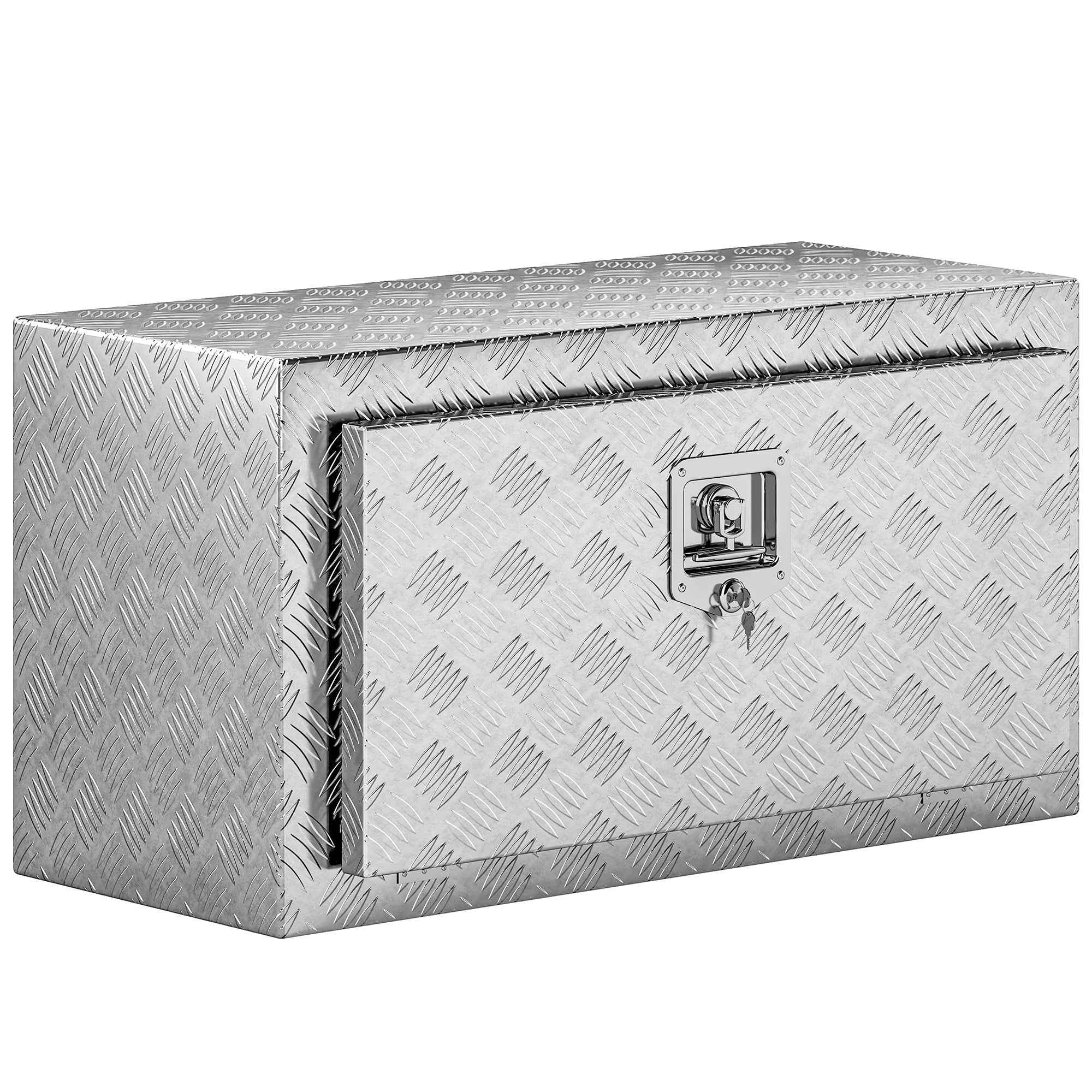HOMCOM 96L Aluminum Tool Box with Lock, 2 Keys and Side Handle, 76.2x35.5x40.6 cm, Silver