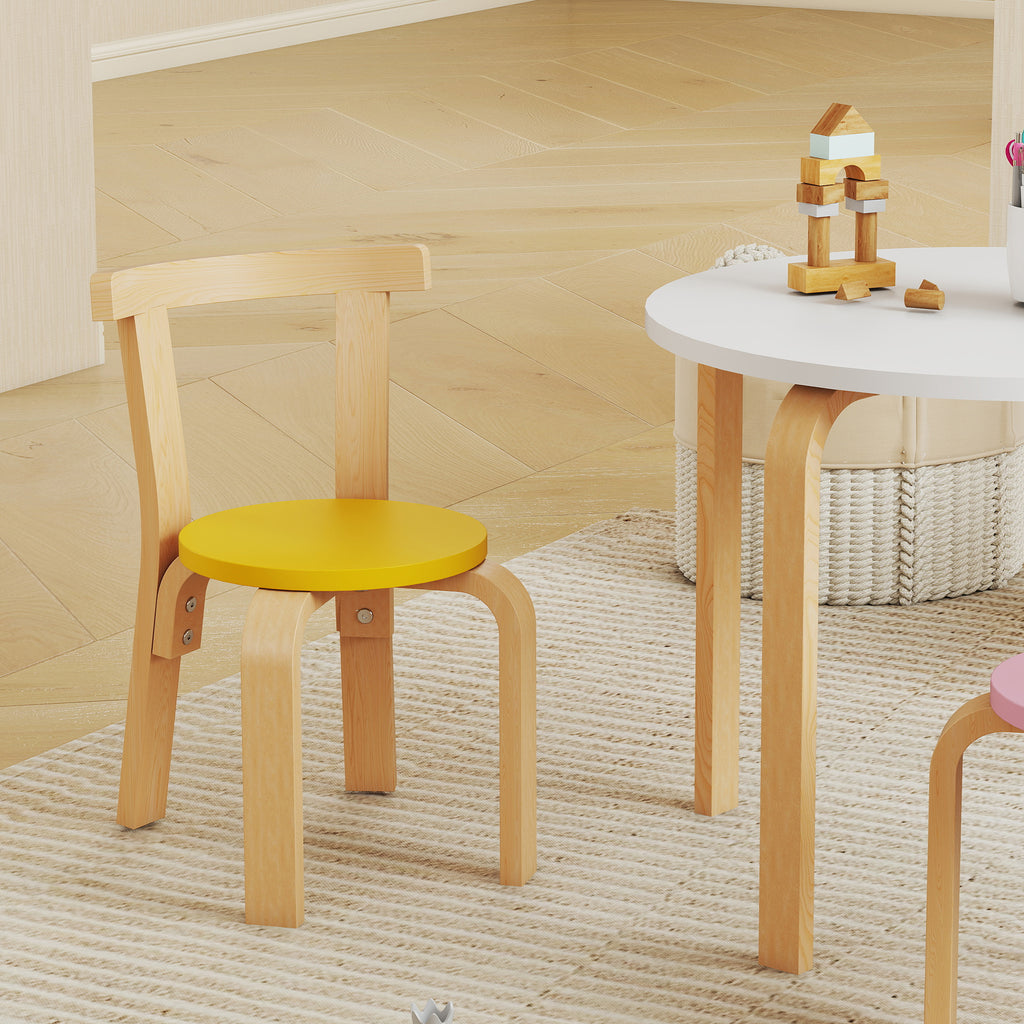 5-Piece Wooden Table and Chair Set for Children Ages 3-8 with Rounded Edges, Multicolored