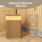 72L Laundry Hamper with Bamboo Lid, Rope Handles and Removable Bag, Brown