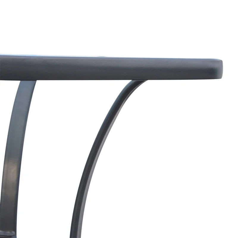 Modern Coffee Table with Tempered Glass Top, Outdoor Garden Table with Metal Frame, 68.5 x 68.5 x 84 cm, Grey - Borge' Group Limited