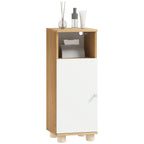 Space-Saving Bathroom Cabinet with 2 Shelves and Open Compartment, 30x30x79.7 cm, White and Wood