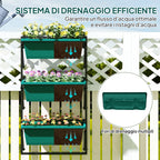 Vertical Outdoor Planter and 3 Plastic Plant Pots with Drainage Holes, 56x42x100 cm, Green