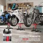 Steel Motorcycle Stand, 150kg Capacity, Adjustable Height and Non-Slip Surface, Red