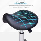 HOMCOM Swivel Saddle Stool with Wheels and Adjustable Height, Padded and Covered in Faux Leather, Black - Borgè