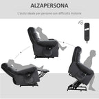 Reclining Relax Chair, 135 ° Massage and Lift with Remote Control, 79x97x103cm, Grey - Borgè