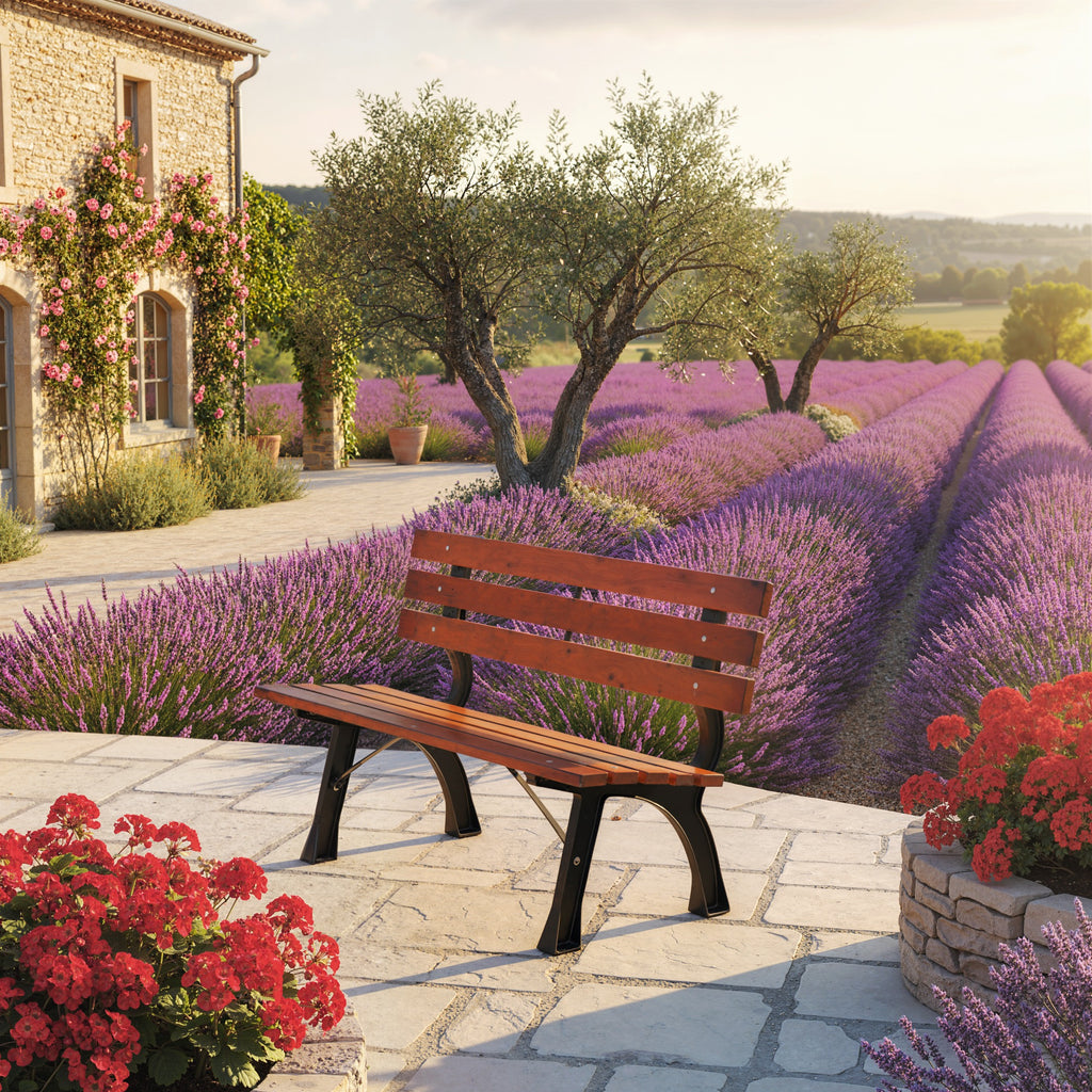 Outsunny 2-Seater Garden Bench with Cast Iron and Fir Wood Slats, 120x57x70 cm, Coffee