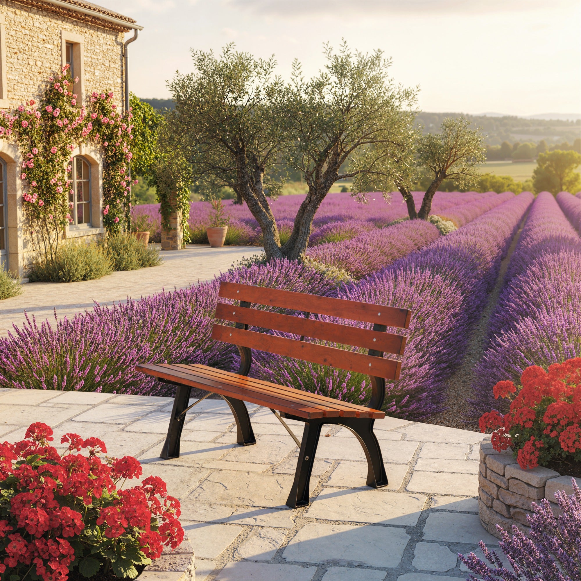 Outsunny 2-Seater Garden Bench with Cast Iron and Fir Wood Slats, 120x57x70 cm, Coffee