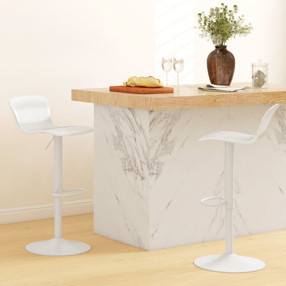 Set of 2 Bar Stools with Backrest, Swivel and Height-Adjustable, Polypropylene, White