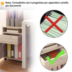 Office Drawer Cabinet Document Holder with Open Shelf and 2 Drawers, in Wood and Metal, 40x35x60 cm, Oak